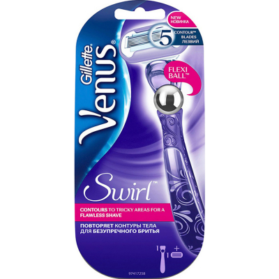 Изображение товара Бритва Gillette Venus Swirl с 1 сменной кассетой для женщин Изображение товара Бритва Gillette Venus Swirl с 1 сменной кассетой для женщин
