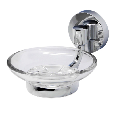 Изображение товара Стеклянная мыльница Wasserkraft с латунью и хромом для ванной комнаты