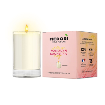 Изображение товара Аромасвеча Medori mandarin raspberry 70 мл натуральная с ароматом мандарина и малины
