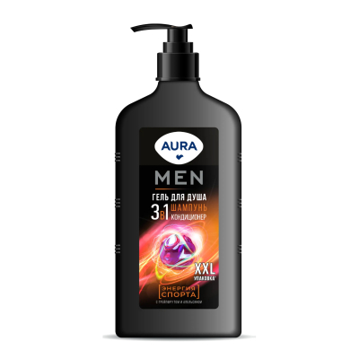 Изображение товара Гель для душа AURA Men 3в1 Энергия Спорта, бодрящий уход для мужчин