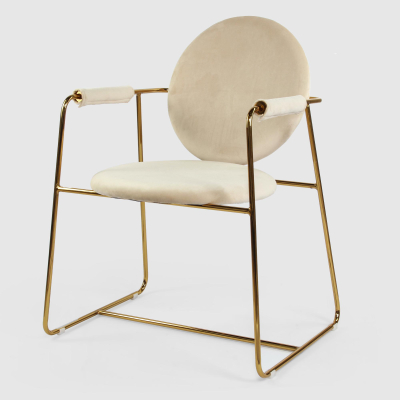 Изображение товара Стул City Furniture с бежево-золотой обивкой и металлическим каркасом