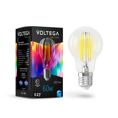 Изображение товара Лампочка Voltega CRI97 Е27 7W 4000K прозрачная грушевидная