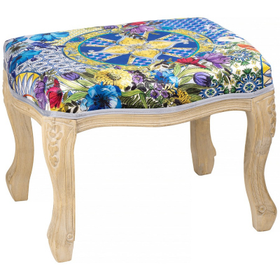 Изображение товара Банкетка Glasar Рапсодия синяя из дерева и велюра 56х46х40 см