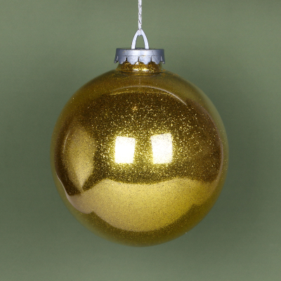 Изображение товара Игрушка ёлочная Bigdecor шар с глиттером золотистый 20 см