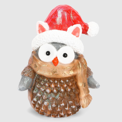 Изображение товара Декоративная новогодняя фигура Полиформ Сова в шарфе 29х25х37 см