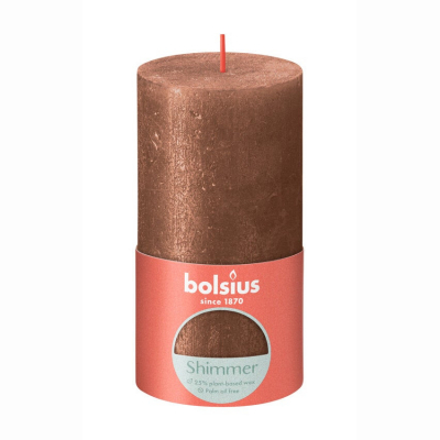 Изображение товара Декоративная свеча Bolsius Rustic Metallic Shimmer медная 13х6,8 см