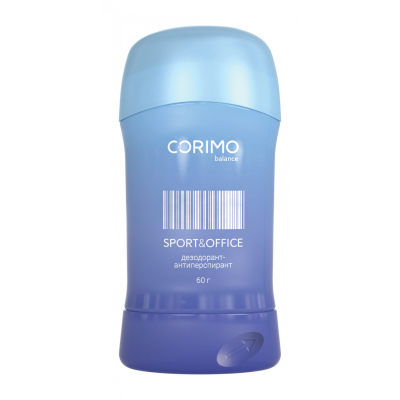 Изображение товара Твердый дезодорант-антиперспирант Corimo Sport & Office в стике 60 г Изображение товара Твердый дезодорант-антиперспирант Corimo Sport & Office в стике 60 г