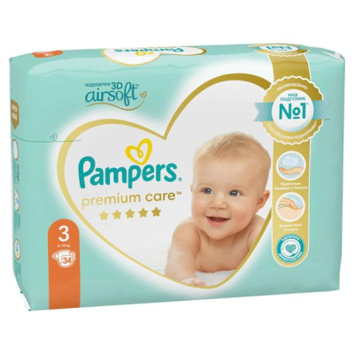 Изображение товара Подгузники Pampers Premium Care 3 для детей 6-10 кг, 34 шт