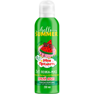 Изображение товара Пенка-мусс Моя прелесть Яркий арбуз 200 мл для чувствительной кожи малышей