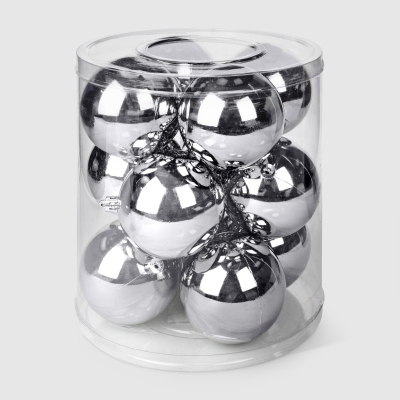 Изображение товара Набор шаров Linhai jinnuo пластик серебряный 8 см 12 шт