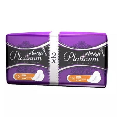Изображение товара Женские гигиенические прокладки с крылышками Always Platinum Нормал Плюс, размер 2, 20шт